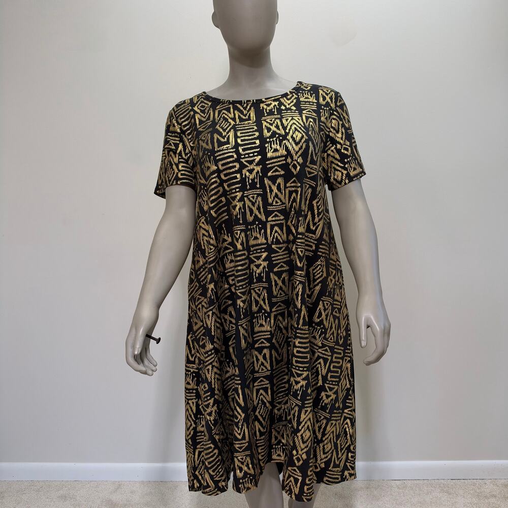 NWT LuLaRoe Gold Geometric Trapeze & Swing Dress 3XL Glams Party Casual